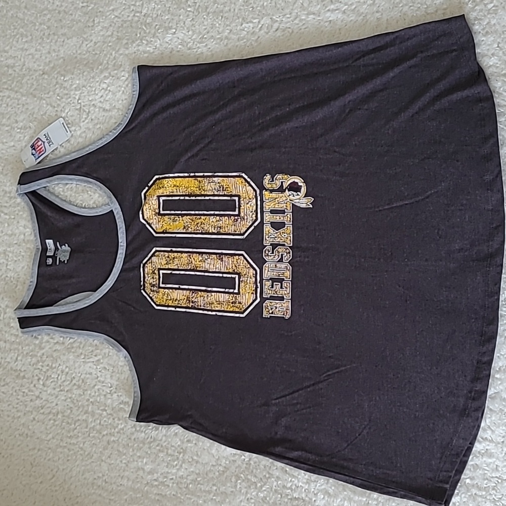 NEW NFL Redskins Tank Top Racer back Logo Charcoal gray Double Zero Women's 1X